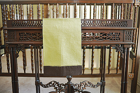 Mulitcolor Hemstitch Guest Towel Mellow Green with Fudge border